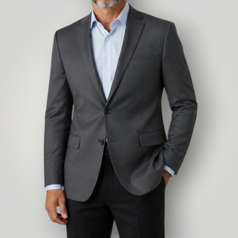 HART SHAFFNER MARX Men Blazer 44R Sport Coat Jacket Two Button Jacket Gray Wool